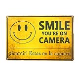 DL-vintage Garden Garage decor Smile You're on Camera Video Surveillance Sign Retro Tin Poster …