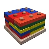 （なないろ館）棒さし 型はめ 型あわせ パズル 積み木 木製 おもちゃ 知育玩具 (A)