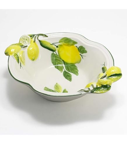 Amazon.co.jp: イタリア製 陶器 レモン オリーブ 柄 サラダ