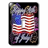 Dream Essence designs-holidays 4th of July – 4th of July American Flag with Fireworksデジタルアート – 照明スイッ