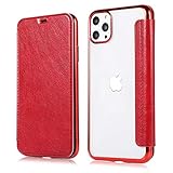YUYIB iPhone12 用 ケース iPhone12 Pro 用 ケース 手帳型 クリア 高級なPUレザー 衝撃吸収 ブランド スマホケース アイフォン12 12Pro 用 手帳カバー (iPhone12 / iPhone12 Pro 6.1",ワインレッド)