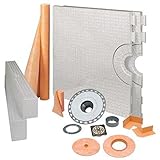 kerdi-shower-kit – 32 " x 60 "トレイ – シャワーキット – センタードレイン – ABSフランジ – ブラシニッケル陽極酸化アルミニウム