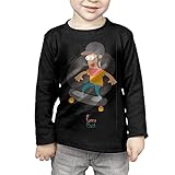 幸せな漫画のスケートボードボーイ 子供服 春秋 長袖 Tシャツ トレーナー 丸い襟 キッズ 男の子 女の子 ベビー おしゃれ カジュアル ファッション 可愛い
