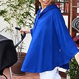 DORACOフード付き授乳ケープ　 360度安心のポンチョ型ナーシングケープ(ブルー)
