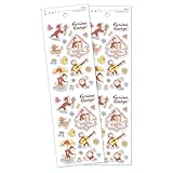 eシール 耐水 キラキラ シルバー箔 金箔 食洗機対応 剥がしやすい フィルム素材 (2, ジョージ エンジョイ 2冊(シール68枚入）)