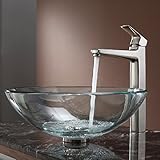Kraus KEF-15500-PU15BN Virtus Single Lever Vessel Bathroom Faucet with Pop Up Drain Brushed Nickel [