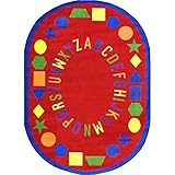 Joy Carpets Kid Essentials Early Childhood Oval First Lessons Rug Red 10'9 x 13'2 [並行輸入品]
