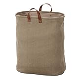 不二貿易 ランドリーボックス バスケット バッグ型 オーバル ブラウン 21838