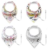 ベビーバンダナドロブルビブス乳首 - 4パックおしゃぶりホルダービブスギフト-100％オーガニックコットンソフトと吸収性 - 低アレルギー少年と少女。