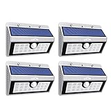 Litom ソーラーライト 20LED 人感センサー搭載 3知能モード 表玄関/パーク/ポスト/ガーデン/縁側/ガレージ/パルコニー/庭などに照明用 シルバー(4点セット)