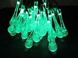 LEDソーラーイルミネーション 30球 しずく 屋外 ソーラー クリスマス 防水仕様 (グリーン)