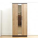 ワードローブ クローゼット 完成品 幅80cm ミラー付き 国産品 日本製 (ナチュラル)