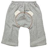 《春夏対応》(日本製) BO-PEEP(ボーピープ) 裏毛ストライプくま顔モンキーパンツ 90cm /GY NO.DP-71704