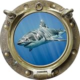 インスタントオーシャンウィンドウ12 "舷窓Sea View shark # 4アンティークブロンズ壁ステッカー子供部屋デカールホームアート飾りグラフィックSmall