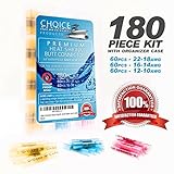 180pc Premium Heavy Duty Marine Grade Heat Shrink Butt Connectors: Adhesive Lined Waterproof Seal, E