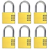 [MENGS] 6個 MG604 4桁リセッタコンビネーションロックパスワードのプラス南京錠フル黄銅, バッグやドア用