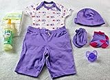 Reborn人形OOAKベビー女の子Onesieパンツ衣装帽子ミトンソックスModified PUTTYおしゃぶりおむつ式ボトルFakeフェイク牛乳セット