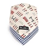 赤ちゃんにやさしい安心スタイ・ビブ・よだれかけ（ハンカチ・日本製）　バンダナ　コットン100％　吸水　吸湿　お出かけ　てくてくロンドン行進曲（スケアー地・生成） B0403000 日本製