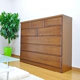 幅120cm 高さ106cm 120ミドルチェスト 5段 日本製 国産 桐 桐無垢集成材 タンス 完成品 (ブラウン) 【お部屋までお届け】 AYU-3-135-BR