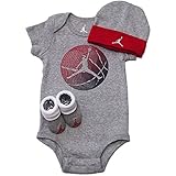 NIKE(ナイキ)エア・ジョーダン 6-12months グレーバスケットボールEARTHジャンプマン半袖ボディスーツ超豪華3点セット [並行輸入品]