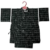 甚平 男の子 しじら織り 絣格子柄 子供 じんべい 選べるキッズ3サイズ(100cm・110cm・120cm) 夏祭り、地蔵盆、花火大会、学芸会など 120cm用
