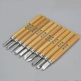 WAYCOM 高級 プロ仕様 彫刻刀10本セット 専用収納ケース付　篆刻刀 DIY 彫刻 版画 DIY 日曜大工 にも (10本セット)