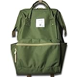 軽いポリキャンバス素材のガバッと開く口金入りリュック KH