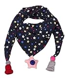 冬の厚い子供暖かい三角形のスカーフ、ネイビーブルーとマルチカラーの星