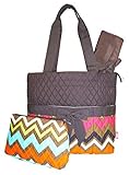 NGIL Quilted Diaper Bag 3-Piece Set, Striped Zig Zag Chevron Print (Brown Multicolor) by NGIL [並行輸入品
