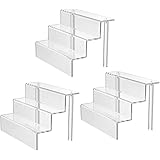 FEMELI フィギュアディスプレイステージ ひな壇 フィギュアスタンド コレクション展示 化粧品スタンド 3段 アクリル製 （22.9x15.9x15.2cm 3点セット 透明）