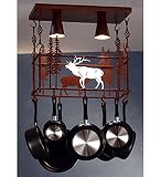 81671 Elk Through The Trees 2-Light Pot Rack, Rust Finish with Steel Finished Elk Accent [並行輸入品]