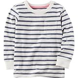 Carter's(カーターズ) ロングスリーブ ストライプ ティ グレー トップス長袖Tシャツ 7歳【並行輸入】