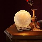 3d印刷Moon Night Light with木製ホルダー、明るさセンサー制御3色調光可能タッチコントロールUSB充電、ホーム装飾ライト誕生日/クリスマスギフトベビーナイトライト ホワイト LO-