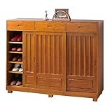 天然木和風引き戸シューズボックス●3枚扉