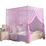 royal-ヨーロピアンスタイルスクエアトップMosquito Net three-door暗号化Thickeningホームダブルベッドプリンセススタイルパープル 1.5m (5 Feet) Bed