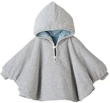 【ELEEJE】リバーシブル フード 付き パーカー 男の子 女の子 キッズ ベビー ポンチョ 出産祝い プレゼント (グレー × ブルー (M))