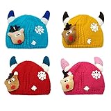 Rosa(ロサ) キッズ ニット帽 ツノ付き トナカイ クリスマス 子供 男女兼用 防寒
