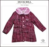 お嬢様テイストのファー付き中綿入りツイードフォーマルコート（濠Du)95cm