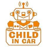 imoninn CHILD in car ステッカー　【シンプル版】　No.50　ロボットさん　（オレンジ色）