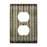 AmerTac 89DABL Weave Cast Metal Single Duplex Outlet Wallplate, Antique Brass [並行輸入品]