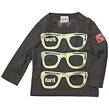 《H28秋冬物》 CHANNEL(チャンネル) 天竺メガネPt長袖Tシャツ 100cm/チャコール NO.CN-6404