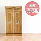 日本製 幅60cm ロータイプシューズボックス ナチュラル 桐製 完成品