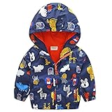 ALLAIBB ベビー アウター 長袖 秋  男の子 キッズ パーカー ジャンパー フード付き 裹メッシュ size 100 (恐竜 ブルー)