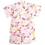 甚平 ベビー 女の子 綿100% 日本製生地 じんべい スーツ上下 祭 子供甚平 桜金魚/白-9976 90cm