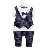 FEVON セットアップ　ベビー　男の子　2点セット　Tシャツとズボン　長袖　ベスト　チェック柄　子供服　キッズ　赤ちゃん　フォーマル スーツ　上下セット　リボン　出産祝い　セレモニー　結婚式　七五三