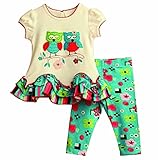 Girls幼児Kid 's夏服トップス+パンツベビーセットフクロウ US サイズ: 9-12Months