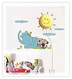 Dream Wall Wall Decal with Night Light, Elepant, Bear and Monkey Line [並行輸入品]