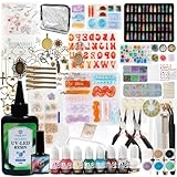 レジン スターターキット 初心者セット 豪華 C 子供用 レジンセット プレゼント クリスマス UVレジンアクセサリーキット (豪華セット/ライト白(setrsn021))