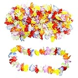 カラーパーティ ハワイのビーチの花輪の 10点セット 多色 ハワイのビーチパーティー 花の花輪の レイ