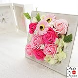 Made in japan　BIOフレグランスソープフラワー　カジュアルフレーム　壁掛け・置き型フレーム　クリアケース付き　日本デザイン　お祝い　記念日　お見舞い　ホワイトデー　母の日　父の日 (ガー